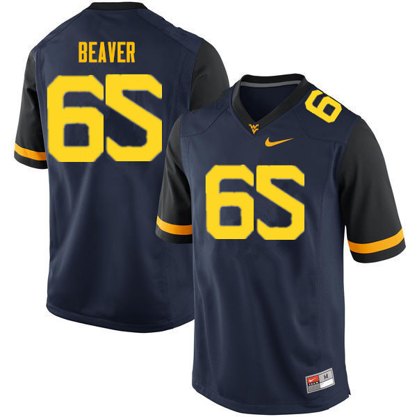 Men #65 Donavan Beaver West Virginia Mountaineers College Football Jerseys Sale-Navy